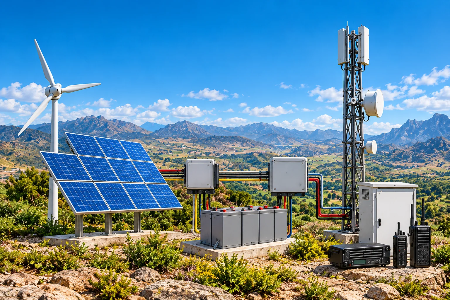 Instalación de energía solar y eólica